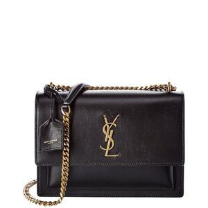 Saint Laurent Sunset Medium Leather Shoulder Bag, Black